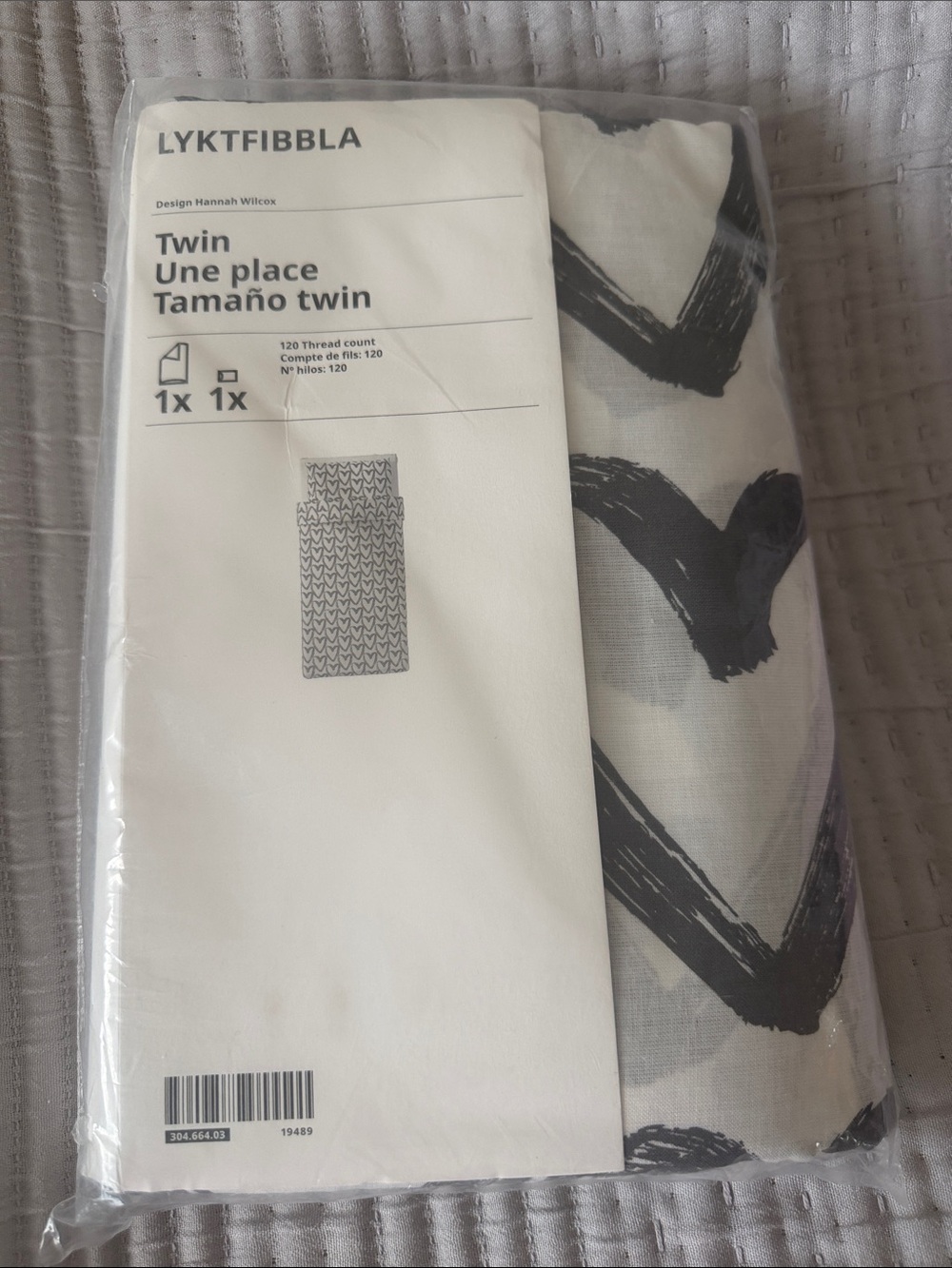 IKEA White and Black Heart Brushstroke Twin Duvet Cover
